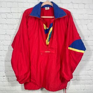 Vintage Maser Windbreaker Mens Size Small Red Colorblock Sports Skii Jacket